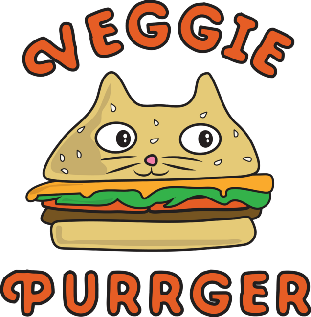 Veggie Purrger Plant Based Burger Cat by fruitflypie