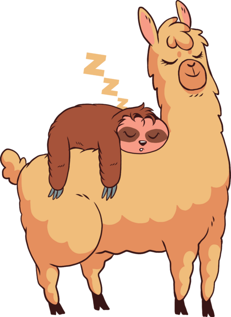 Sleepy Sloth Sleeping on Llama