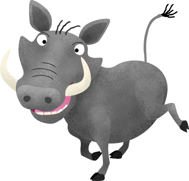 Funny african warthog pig cartoon illustration