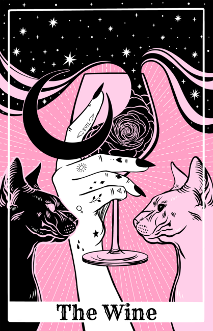 Pink Tarot card The Wine