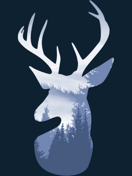 Deer Abstract Blue Landscape Design by oursunnycdays