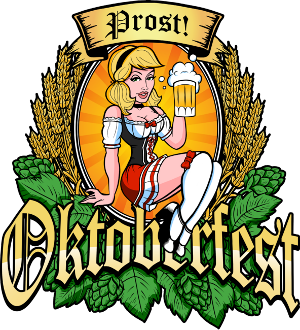 Prost Oktoberfest German Pin Up Girl Beer Label