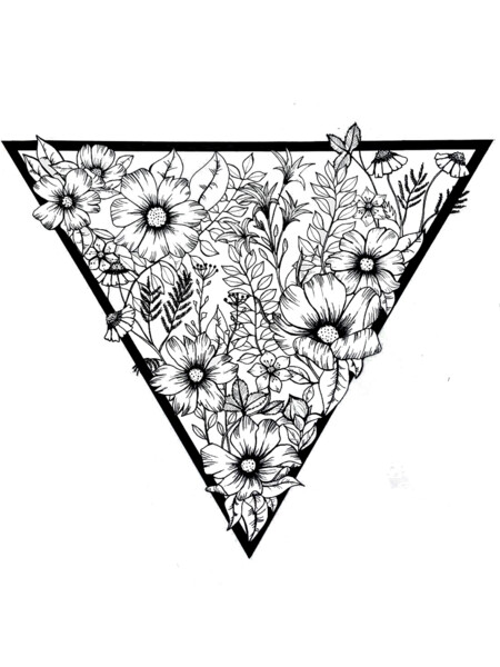 Triangle flowers / Ink drawing