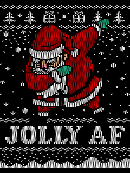 Ugly Christmas Sweater Dabbing Santa Shirt Jolly AF T-shirt