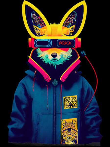 CyberPunk Hipster Fox by WatercolorFun