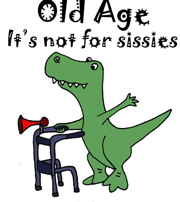 Funny Cool T-Rex Dinosaur using Walker Old Age Art