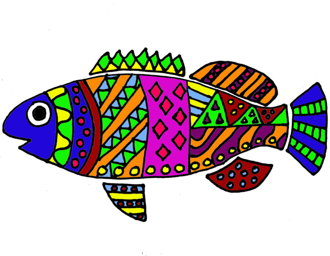 Artistic Fun Cool Colorful Fish Abstract Art