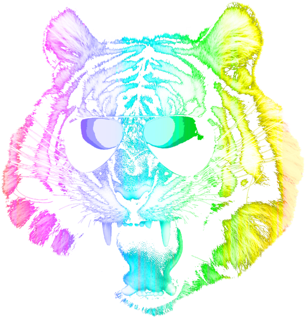 Big Rainbow Tiger with Glasses by robotface