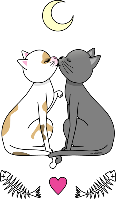 Cats in love kawaii