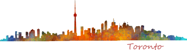 Toronto Ontario Canada City Skyline in watercolor art. V1 by HQPhoto