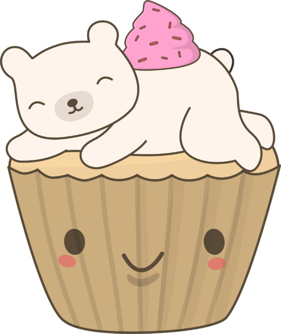 Cute Polar Bear On A Cupcake by happinessinatee