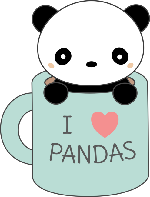 Kawaii Cute I Love Pandas by happinessinatee