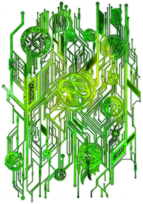 Zen Doodle Digitial Circuit Neon Green