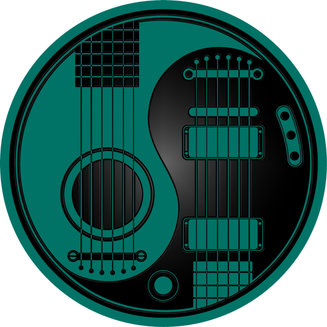 Teal Blue and Black Acoustic Electric Guitars Yin Yang by jeffbartels