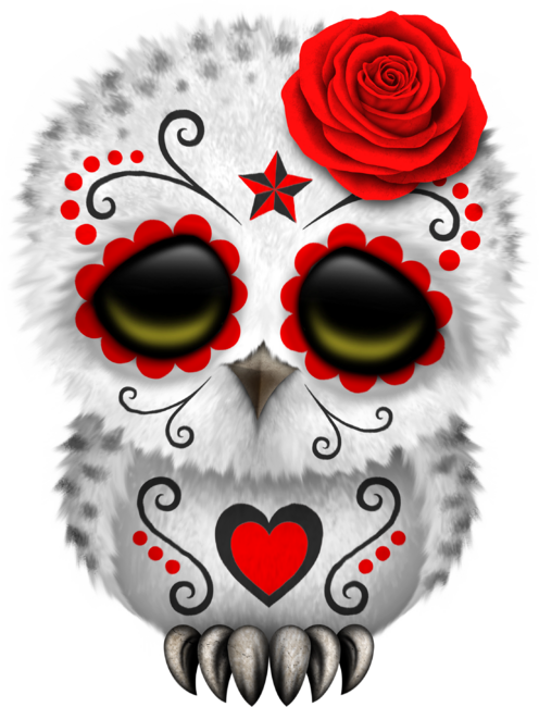 Cute Red Day of the Dead Sugar Skull Owl by jeffbartels