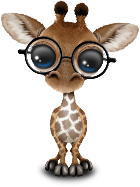Cute Curious Baby Giraffe Wearing Glasses