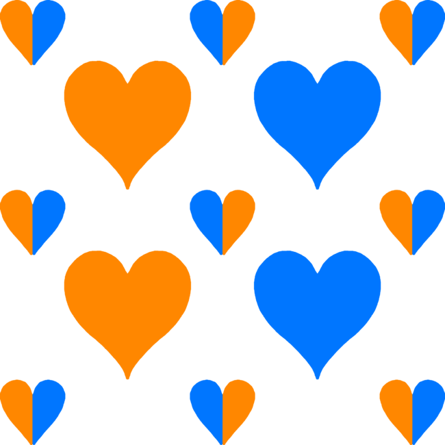orange and blue heart pattern