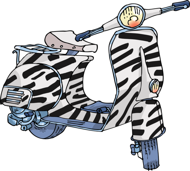 zebra vespa scooter