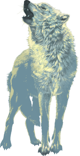 Lone Wolf Howling Blue
