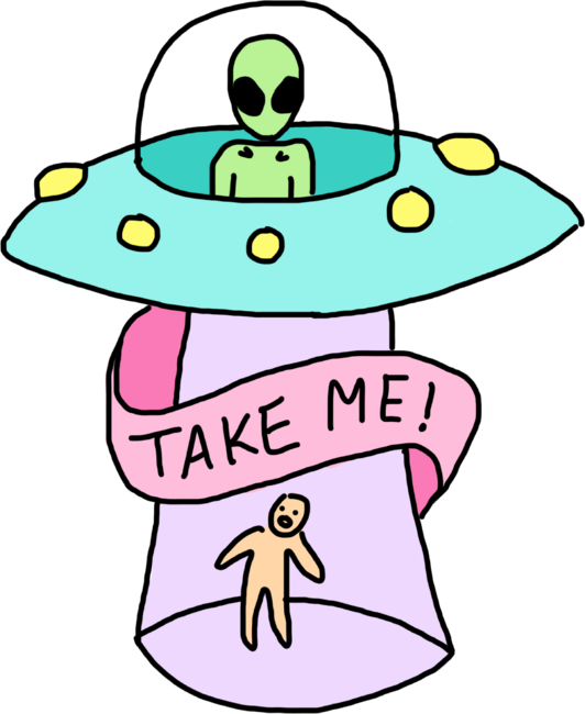 UFO abduction alien pastel introvert print