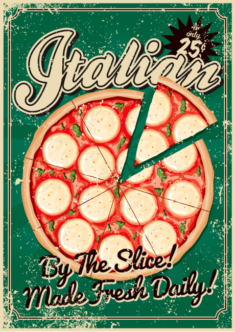 Retro Italian Food Pizza Poster