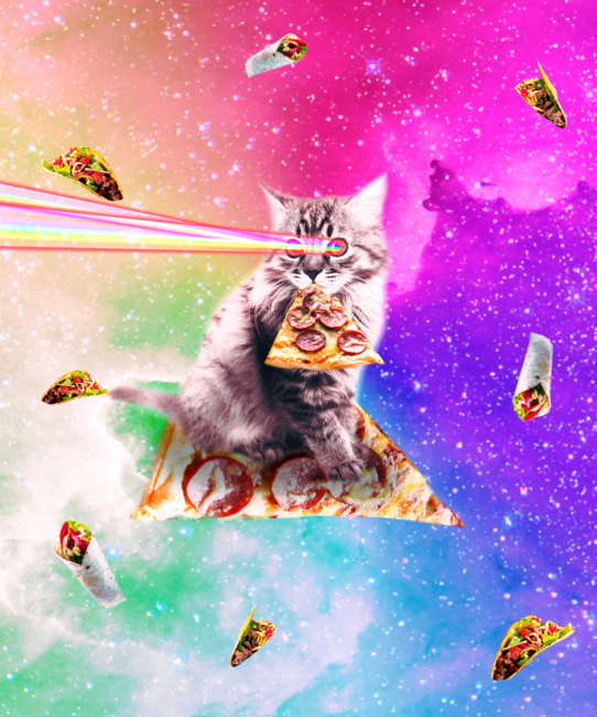 Outer Space Pizza Cat - Rainbow Laser, Taco, Burrito