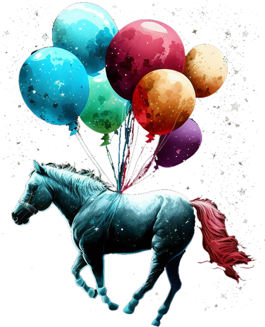 horse with balloons