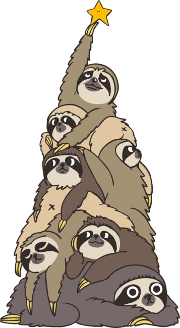 Christmas Tree Sloths by huebucket