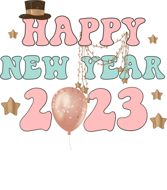 Happy New Year 2023 Glitter Pink Balloons
