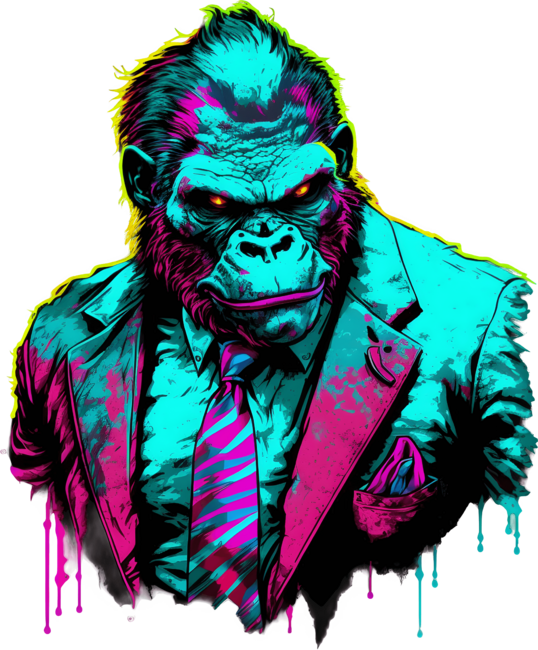 Synthwave Retro Gangster Gorilla by AlexaGoodies