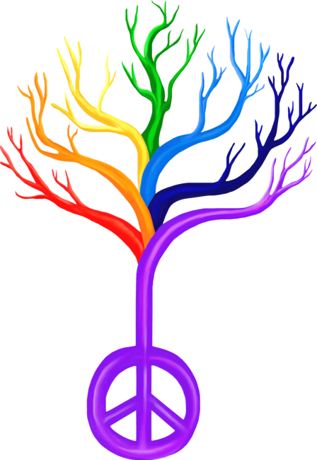 Rainbow Peace Sign Tree by ArtbyDeborahCamp