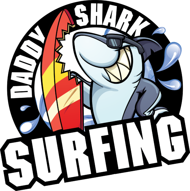 Daddy Shark Surfing Funny Gift For Cool Surfer Dad