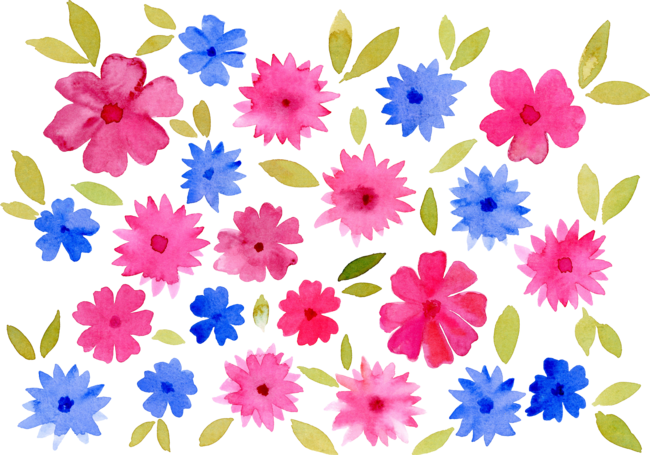 Loose floral pattern - pink and blue