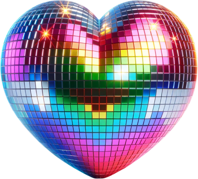 Rainbow Disco Ball Heart