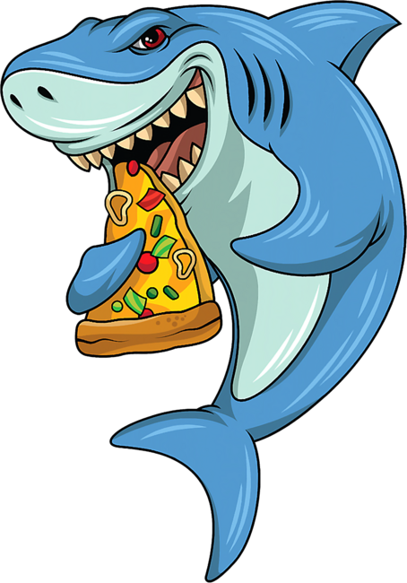 Shark Pizza Shark Eating Pizza by Rosezen