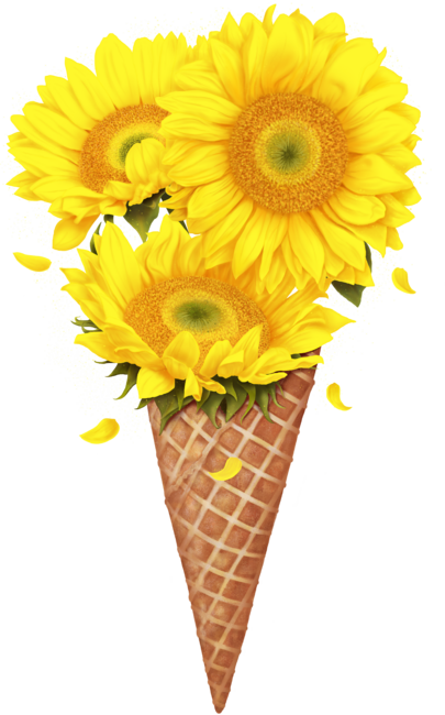 Ice cream with sunflowers