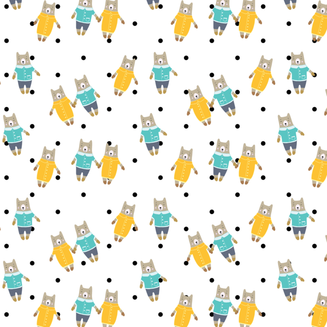 Cute pair of happy bears in dotted background by bigmomentsdesign