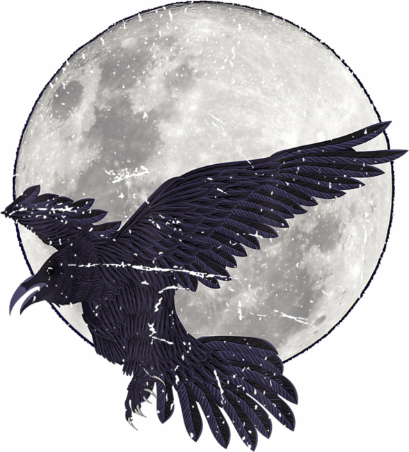 Full Moon Gothic Bird Moonlight Raven Night Spooky Crow by natbauer