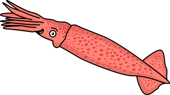 Pink happy squid cartoon illustration by cartoonoffun