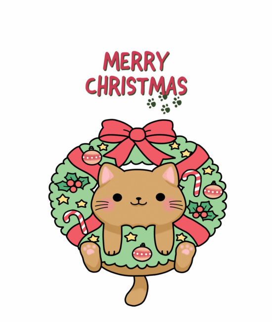 Christmas Cat in Wreath
