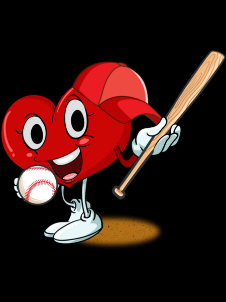 Heart Playing Baseball Valentines Day Sports by MuchSke