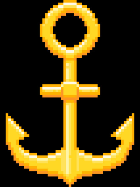 Pixel art golden sea anchor