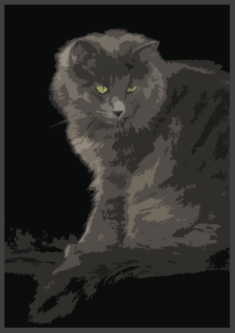 Gray Cat with Green Eyes Pop-Art Graphic Modern