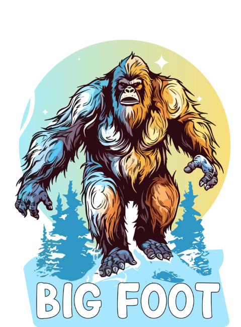 Bigfoot's Nocturnal Stroll Tee - Embrace the Wild Winter by inoveka