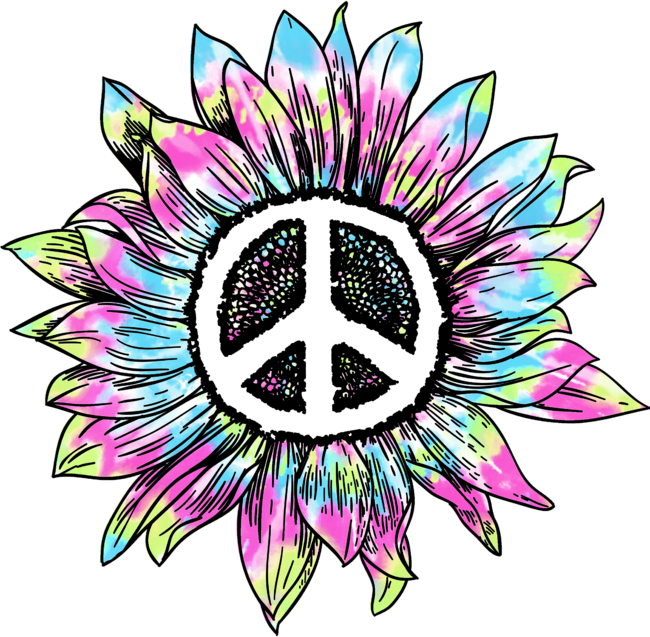 Tie Dye Peace Sign Sunflower Hippie Uplifting Happy Positive