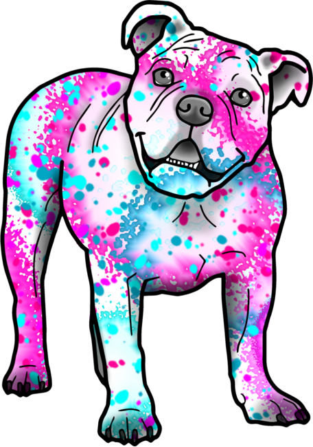 American Bulldog in Watercolor Splash by prettyinink