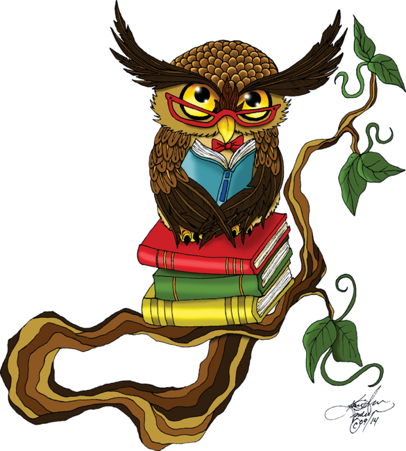 Cute Owl and his Books