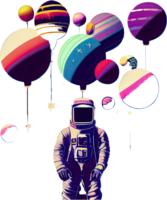 Astronaut Hanging Out With Planets