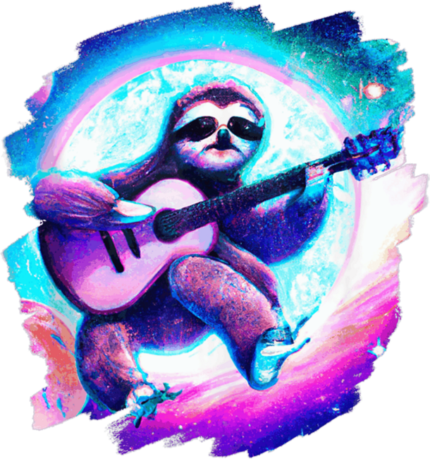 Sloth Playing Guitar in Space Outer Space Music