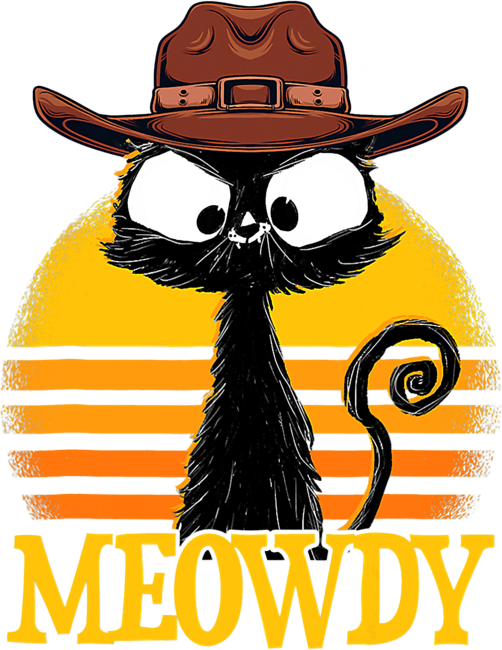 Meowdy Black Cat T-Shirt by CorvusAttic